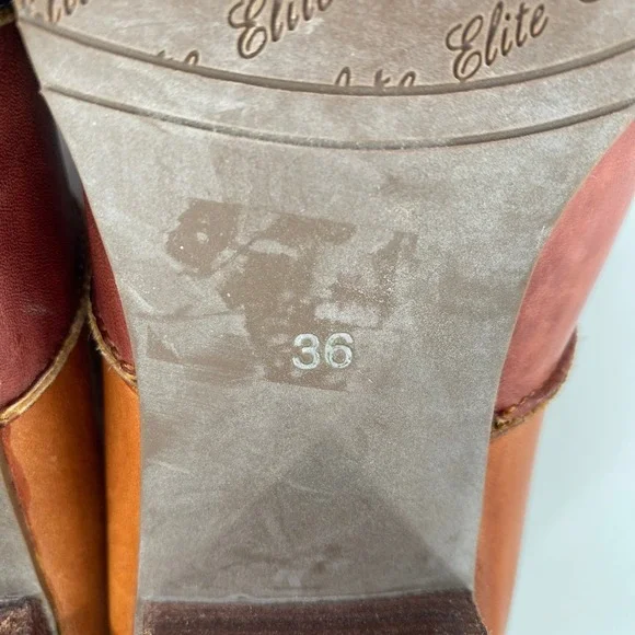 Elite by Corkys‎ Patches Multi Color Leather Patchwork Heeled Mules Size 6 - Picture 9 of 9